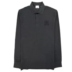 Áo Polo Dài Tay Nam Burberry Plain Cotton Long Sleeve Dark Grey 8053062 Màu Xám Đậm Size L