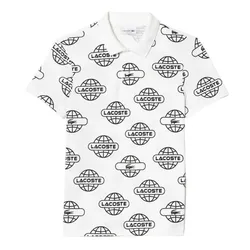 Áo Polo Lacoste Globe Print Movement PH1175 AU8 Màu Trắng Họa Tiết Size 4