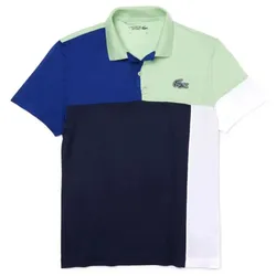 Áo Polo Lacoste Men's Sport Shirt Blue Green Colourblock DH0850-CMT Màu Xanh Size 4