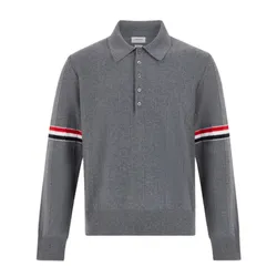 Áo Polo Len Nam Thom Browne Gray Pinched Seam MKP108A Màu Xám Size 1