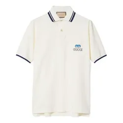 Áo Polo Nam Gucci Cotton Piquet Polo T-Shirt With Embroidery Màu Trắng Size L
