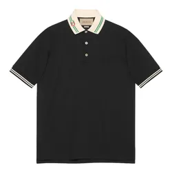 Áo Polo Nam Gucci Cotton Piquet With Interlocking G 658067 XJDI2 1043 Màu Đen Size S