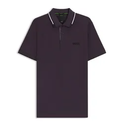 Áo Polo Nam Hugo Boss Cotton-Blend Polo Shirt With Contrast Logos 50469102 517 Màu Tím Size S