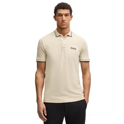 Áo Polo Nam Hugo Boss ontrast-Logo Polo Shirt In A Cotton Blend 50469102 284 Màu Be Nhạt Size L
