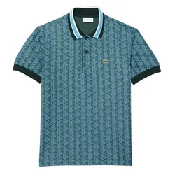 Áo Polo Nam Lacoste Classic Fit Contrast Collar Monogram Jacquard DH1417 IB4 Màu Xanh Đậm Size 3