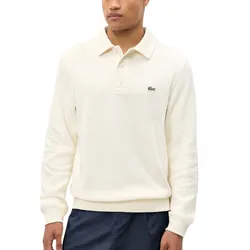 Áo Polo Nam Lacoste Cream Classic Fit Polo Collar Ribbed Polo Shirt Màu Trắng Kem Size 3
