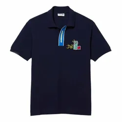 Áo Polo Nam Lacoste Men's Classic Fit Contrast Placket And Crocodile Badge PH1465 166 Màu Xanh Navy Size 3