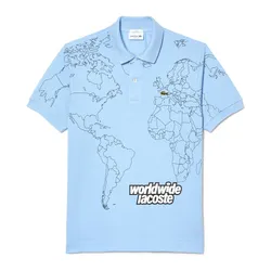 Áo Polo Nam Lacoste Original L.12.12 Printed Organic Cotton PH8046 00 HBP Màu Xanh Nhạt Size XS