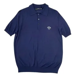 Áo Polo Nam Versace Dark Blue Logo Medusa Embroidered 1019330 1A13913 1UI20 Màu Xanh Navy Size 44