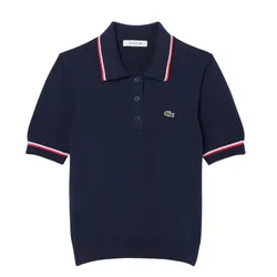 Áo Polo Nữ Lacoste Women's Cropped 3D Seamless Stretch Cotton AF9283 51 GWI Màu Xanh Navy Size 34