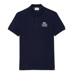 Áo Polo Unisex Lacoste Regular Fit Signature Print Pique PH6395 166 Màu Xanh Navy Size S