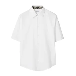 Áo Sơ Mi Cộc Tay Burberry Check 8104076 Màu Trắng Size S