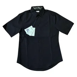 Áo Sơ Mi Cộc Tay Burberry Check Màu Đen Size XS