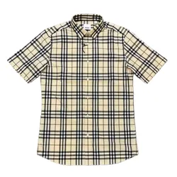 Áo Sơ Mi Cộc Tay Nam  Burberry Check Kẻ Phối Màu Size XS
