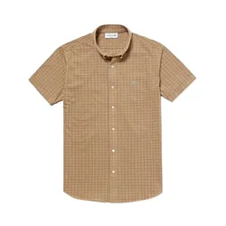 Áo Sơ Mi Cộc Tay Nam Lacoste PH763EL Slim Màu Nâu Size 3
