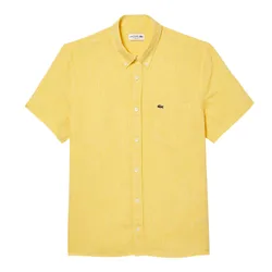 Áo Sơ Mi Cộc Tay Nam Lacoste Regular Fit Men's Shirt CH5699 107 Màu Vàng Size 39