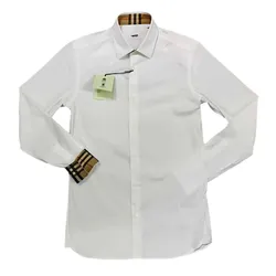 Áo Sơ Mi Dài Tay Nam Burberry Tag Logo Ngựa SS24 Màu Trắng Size S