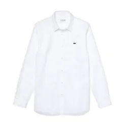Áo Sơ Mi Dài Tay Nam Lacoste Men's Slim Fit Stretch Cotton Poplin Shirt CH2668 001 Màu Trắng Size 40