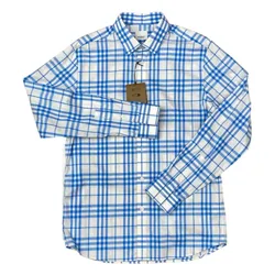 Áo Sơ Mi Nam Burberry Camisa Màu Xanh Trắng Kẻ Sọc Xanh Size M
