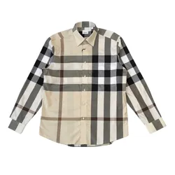 Áo Sơ Mi Nam Burberry Claverdon Long-sleeved Checked Cotton In Beige 81054661 Màu Be Size S
