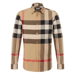 Áo Sơ Mi Nam Burberry Long Sleeve Cotton Shirt 8010213 Màu Be Kẻ Size S