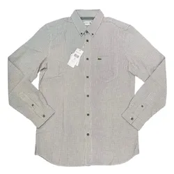 Áo Sơ Mi Tay Dài Nam Lacoste Men's Regular Fit Màu Xám Trắng Size 39