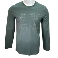 Áo Thun Dài Tay Nam Armani Exchange Đính Hạt 7VZTHM ZJH4Z Màu Xanh Lá Size XS