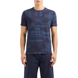 Áo Thun Nam Armani Exchange Nhiều Chữ 3DZTHW ZJ8EZ Tshirt Màu Xanh Navy Size XS