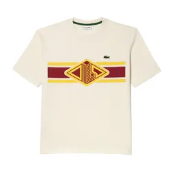 Áo Thun Nam Lacoste Men's Round Neck Loose Fit Printed T-Shirt TH6783 XFJ Màu Cream