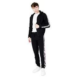 Bộ Quần Áo Nỉ Nam Moschino Felpa Bands Brushed Full Zip Màu Đen Size S