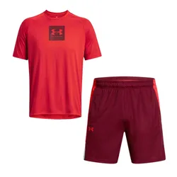 Bộ Thể Thao Pickeball/Tenis Nam Under Armour Men's Tech Print Màu Đỏ Size S (Form Âu)