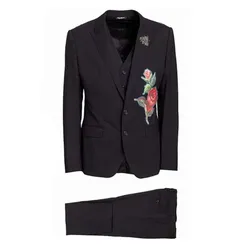 Bộ Vest Nam Dolce & Gabbana D&G With Patch Suit Hoa Hồng Màu Đen Size 44