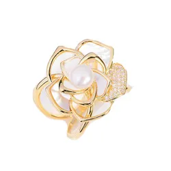 Cài Khăn Nữ Meri Rose Pearl BR906 Màu Vàng Gold