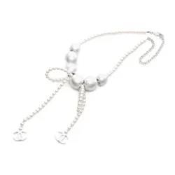 Dây Chuyền Nữ Chanel Mark Ribbon Necklace Màu Trắng