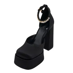Dép Cao Gót Nữ Versace Medusa Aevitas Black Màu Đen Size 37