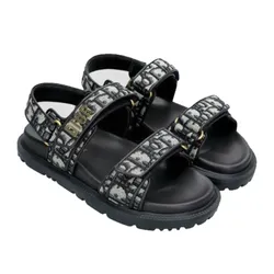 Dép Sandal Nữ Dior Logo Dioract Deep Blue KCO170OLF10B355 Màu Đen Xanh Size 35.5