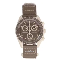 Đồng Hồ Nam Omega x Swatch Bioceramic Moonswatch Mission On Earth Desert SO33T103 Màu Nâu