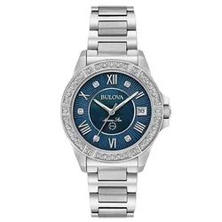 Đồng Hồ Nữ Bulova 96R215 Marine Star Màu Bạc Xanh