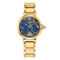 Đồng Hồ Nữ Citizen Eco Drive Cinderella Blue Sapphire Dial EM1068-69W Màu Vàng - Xanh