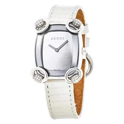 Đồng Hồ Nữ Gucci 117 Horsebit Cocktail Silver Dial Diamond White Lizard Leather YA117506 Màu Trắng