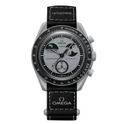 Đồng Hồ Omega x Swatch Mission To Earthphase SO33M700 Màu Đen/Xám