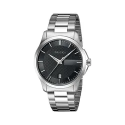 Đồng Hồ Unisex Gucci G-Timeless Black Dial Steel Watch YA126457 Màu Đen Bạc