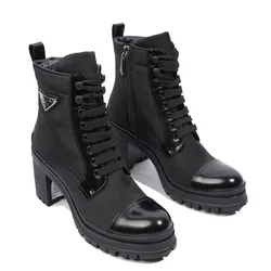 Giày Boot Nữ Prada Monolith Black Re Nylon EU Màu Đen Size 36.5