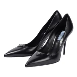 Giày Cao Gót Nữ Prada Leather Pumps Màu Đen Size 37.5