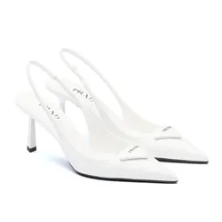 Giày Cao Gót Nữ Prada Slingback Pumps Màu Trắng Size 36