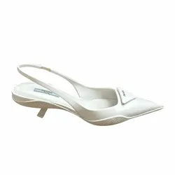 Giày Cao Gót Prada White Leather Sandals Màu Trắng Size 35.5