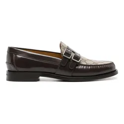 Giày Lười Nam Gucci GG Supreme Leather Loafers Màu Nâu Be Size 40