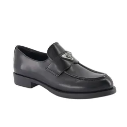 Giày Lười Nữ Prada Brushed Leather Loafers Màu Đen Size 35.5