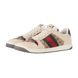 Giày Thể Thao Nam Gucci Screener Sneaker Leather GG Canvas Beige Màu Be Size 36