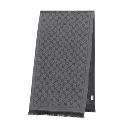 Khăn Choàng Gucci GG Wool Jacquard Scarf 2819423G7041062 Màu Xám Đen